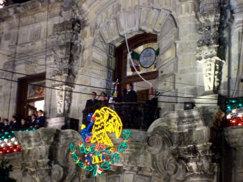 Andrew J. Wharton and Dave Clingman celebrate grito at 16 de Septiembre in downtown Guadalajara, Jalisco, Mexico