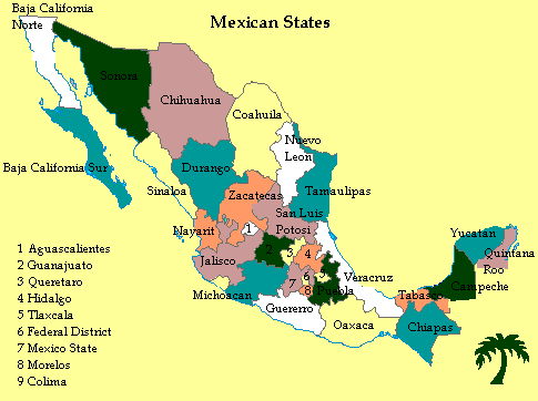 states of mexico map states of 