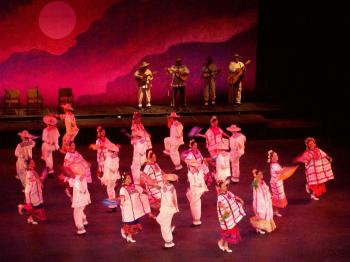 Dave Clingman and Andrew Wharton attend Ballet Folklorico in Teatro Degollado in Guadalajara, Jalisco, Mexico