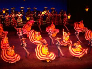 Dave Clingman and Andrew Wharton attend Ballet Folklorico in Teatro Degollado in Guadalajara, Jalisco, Mexico